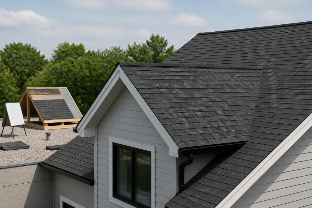 Modern residential roofline with a clean instructional training setting.